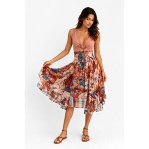 Anthro Akemi + Kin Patchwork Asymmetric Skirt Boho Romantic Festival Fairy Hippy
